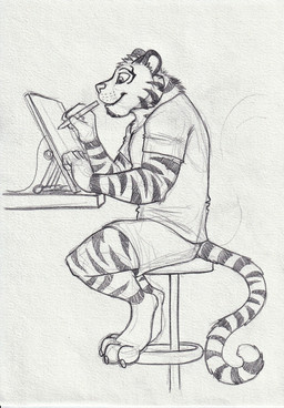anthro barefoot bottomwear claws clothed clothing drawing_tablet facial_markings feet fur glistening glistening_eyes head_markings holding_tablet_pen male male_anthro markings shirt shorts side_view simple_background sitting smile solo striped_arms striped_body striped_face striped_fur striped_legs striped_markings striped_tail stripes t-shirt tail tail_markings toe_claws topwear hufnaar hufnaar_(character) felid mammal pantherine tiger absurd_res hi_res monochrome sketch