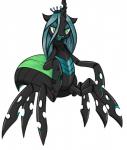 8_legs alternate_species crown fangs female green_eyes green_hair hair headgear hole_(anatomy) horn multi_leg multi_limb pupils simple_background slit_pupils solo teeth white_background tebasaki friendship_is_magic hasbro my_little_pony queen_chrysalis_(mlp) arachnid arachnid_taur arthropod arthropod_taur changeling chimera spider spider_taur spiderpony taur 2015