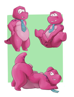 anthro ass_up bodily_fluids covering covering_crotch male multiple_poses nervous nervous_smile nervous_sweat on_model pose simple_background solo sweat cashart gameoverse glitch_productions gobbles_(gameoverse) dinosaur prehistoric_species reptile scalie absurd_res hi_res