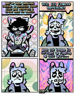 anthro black_hair bottomwear clothing dialogue duo flip_flops footwear fur furry_problems hair half-closed_eyes humor jacket male narrowed_eyes open_mouth open_smile sandals shoes shorts smile smirk smug smug_face smug_grin socks speech_bubble sweater text topwear uncomfortable white_body white_fur wide_eyed rawdawgcomics augie_(rawdawgcomics) desmond_(rawdawgcomics) domestic_cat felid feline felis mammal 4:5 comic english_text hi_res