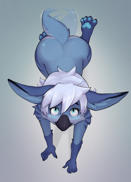anthro beak blue_body blue_eyes blue_fur blue_pawpads claws female finger_claws fur hair long_hair looking_at_viewer markings nude pawpads scut_tail short_tail simple_background solo striped_markings stripes tail tail_motion tailwag toe_claws white_hair narley terena_(axel0527) avian bird hybrid lagomorph leporid mammal rabbit absurd_res digital_media_(artwork) hi_res smaller_version_at_source