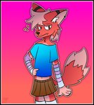 anthro border bottomwear clothed clothing crossdressing femboy fur hair heart_eyes heart_symbol looking_at_viewer male red_body red_fur simple_background skirt solo tail white_border rahony feon canid canine fox mammal digital_media_(artwork) hi_res paint_tool_sai_(artwork)