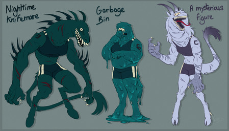 anthro anthrofied athletic athletic_anthro athletic_female athletic_wear belly black_bottomwear black_bra black_clothing black_shorts black_sports_bra black_underwear blue_body blue_fur bodily_fluids bottomwear bra claws clothing cloven_hooves crying female forked_tongue fur goo_drip grey_background grey_body grey_fur group gym_bottomwear gym_shorts hooves horn long_arms looking_at_viewer muscular muscular_anthro muscular_female scar sharp_teeth shorts simple_background slightly_chubby slightly_chubby_anthro slightly_chubby_female slime spikes spikes_(anatomy) sports_bra sportswear tail tail_tuft tears teeth text tongue trio tuft underwear unguligrade noirenard horse_race_tests a_mysterious_figure_(hrt) garbage_bin_(hrt) nighttime_knifemare demon equid equine goo_creature horse hybrid mammal character_name full-length_portrait hi_res portrait
