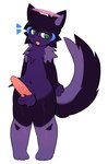 anthro balls genitals green_eyes male nude penis purple_body solo standing zinamao astro_(acw) canid canine canis mammal wolf hi_res unavailable_at_source