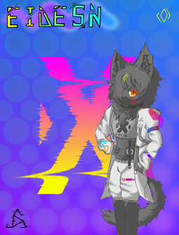 black_body cyberpunk herm intersex male solo eidesn_xu_lin domestic_cat felid feline felis humanoid mammal hi_res