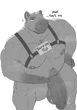 anthro areola balls barazoku bedroom_eyes belly bent_leg biceps big_balls big_muscles big_penis deltoids dialogue eyebrows flaccid fur genitals glans hand_on_hip harness huge_balls huge_muscles huge_penis humanoid_genitalia humanoid_penis inviting long_penis looking_at_viewer male motion_lines musclegut muscular muscular_anthro muscular_male narrowed_eyes navel nipples nude overweight overweight_anthro overweight_male pecs penis presenting presenting_penis seductive service_dog_harness service_top simple_background smile solo sparkles standing text thick_arms thick_penis thick_thighs throbbing throbbing_penis tuft vein white_background doggonut capybara caviid mammal rodent 2025 english_text greyscale hi_res monochrome