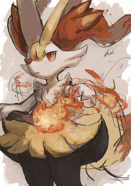 3_fingers ambiguous_gender anthro arm_tuft black_body black_fur cheek_tuft chest_tuft dipstick_tail facial_tuft fingers fire frown fur holding_object inner_ear_fluff looking_at_viewer markings orange_body orange_eyes orange_fur orange_nose semi-anthro shoulder_tuft solo stick tail tail_markings tuft white_body white_fur yellow_body yellow_fur ikei_(artist) nintendo pokemon braixen canid canine fox generation_6_pokemon mammal pokemon_(species) 2021 hi_res portrait signature three-quarter_portrait