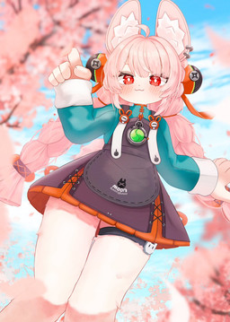 anthro blush braided_pigtails cherry_blossom clothed clothed_anthro clothed_female clothing dress female flower fully_clothed fully_clothed_anthro fully_clothed_female fur hair inner_ear_fluff outside pink_body pink_fur pink_hair plant prunus_(flower) red_eyes sky solo thigh_strap tuft myappi_artenya mihoyo zenless_zone_zero zhao_(zenless_zone_zero) lagomorph leporid mammal rabbit thiren portrait three-quarter_portrait