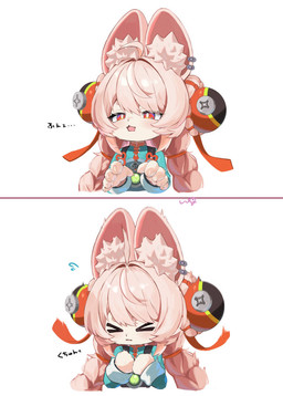accessory ahoge anthro blue_clothing bodily_fluids braided_hair clothing daww ear_piercing female flying_sweatdrops fur hair hair_accessory hair_bobbles hairband inner_ear_fluff kemono long_hair motion_blur motion_lines paws piercing pink_body pink_ears pink_fur pink_hair rabbit_ears red_eyes sneeze solo sweat sweatdrop tuft uixylberte mihoyo zenless_zone_zero zhao_(zenless_zone_zero) lagomorph leporid mammal rabbit thiren 2koma comic