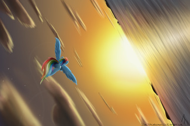 blue_body blue_feathers blue_fur cloud cutie_mark detailed_background feathered_wings feathers female feral fur hair multicolored_hair multicolored_tail outside rainbow_hair rainbow_tail sky solo sun tail water wings tyruas friendship_is_magic hasbro my_little_pony mythology rainbow_dash_(mlp) equid equine mammal mythological_creature mythological_equine pegasus 3:2 hi_res