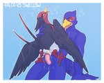 absurd_res ambiguous_gender ambiguous_penetrated animal_genitalia anthro anthro_on_feral anthro_penetrating anthro_penetrating_feral avian avian_butt balls beak bestiality bipedal_feral bird blue_body blue_feathers bodily_fluids cloaca cloacal cloacal_penetration crossover drooling duo falco_lombardi falcon falconid feathers feet feral feral_penetrated generation_3_pokemon genitals heart_symbol hi_res interspecies intraspecies intraspecies_bestiality looking_back looking_pleasured male male/ambiguous male_penetrating male_penetrating_ambiguous nintendo penetration penis pokemon pokemon_(species) pokephilia saliva sex star_fox suns_(artist) swellow talons toes tongue tongue_out wings