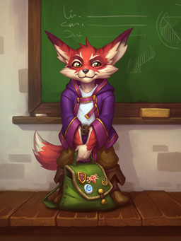 4_fingers anthro backpack black_nose boots chalkboard clothed clothed_anthro clothed_male clothing fingers footwear fur humanoid_hands jacket male red_body red_fur shoes smile solo standing topwear ivan_fomin blizzard_entertainment hearthstone warcraft transfer_student_(hearthstone) canid mammal vulpera 3:4 absurd_res hi_res official_art