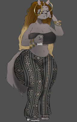 anthro bottomwear bracelet braces breasts buckteeth clothing ear_piercing ear_ring electronics eyes_closed female footwear fur grey_body grey_fur hair jewelry long_hair pants phone piercing ring_piercing shoes solo tail teeth topwear wide_hips mamasoyanini chinchilla chinchillid mammal rodent colored_sketch sketch