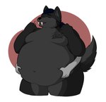 5_fingers ambiguous_gender anthro arms_bent belly_grab black_body black_fur black_hair black_markings black_nose duo eyes_closed featureless_chest fingers fist fur grey_body grey_skin hair long_fangs male markings moobs multicolored_body multicolored_fur navel obese obese_anthro obese_male open_mouth open_smile overweight overweight_anthro overweight_male sighing simple_background smile solo_focus standing thick_thighs two_tone_body two_tone_fur two_tone_tail theannoyingnpc mythology fenris_(fenris56) canid canine mammal mythological_canine mythological_creature werecanid werecanine werecreature werewolf 2017 colored digital_drawing_(artwork) digital_media_(artwork) english_description portrait shaded simple_shading three-quarter_portrait