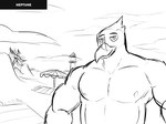 anthro barazoku beach belly biceps lifeguard_tower male musclegut muscular muscular_arms nipples nude palm_tree pecs plant seaside selfie shirtless slightly_chubby slightly_chubby_anthro slightly_chubby_male solo tree arexualex neptune_mereaux avian bird bluebird eastern_bluebird oscine passerine thrush_(bird) hi_res monochrome