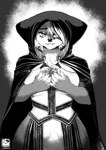 anthro bodily_fluids cloak clothing crying female heart_symbol magic_user sad solo tears witch murazaki emberfox canid canine fennec_fox fox mammal true_fox absurd_res hi_res monochrome