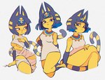 angry annoyed anthro blue_eyes blue_hair bob_cut breasts clothed clothing crossed_legs egyptian egyptian_clothing embarrassed female hair looking_at_viewer looking_away markings mummy_wrappings short_hair simple_background sitting smug solo tail tail_markings under_boob uraeus usekh lenny-chi animal_crossing nintendo ankha_(animal_crossing) domestic_cat felid feline felis mammal 2024 digital_media_(artwork) model_sheet