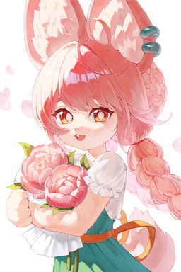 anthro braided_hair buckteeth clothing dress ear_piercing ear_ring female female_anthro flower hair open_mouth piercing pink_body pink_hair plant red_eyes ring_piercing solo sundress teeth young young_anthro young_female yamacho mihoyo zenless_zone_zero zhao_(zenless_zone_zero) lagomorph leporid mammal rabbit absurd_res hi_res