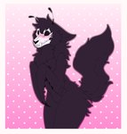 antennae_(anatomy) anthro arm_tuft arms_bent barely_visible_genitalia barely_visible_pussy big_eyes black_antennae black_body black_fur blush blush_lines bone breasts covered_breasts covered_nipples elbow_tuft female fluffy fluffy_chest fluffy_hair fluffy_tail fur genitals hair mantis_arms mantis_blades neck_tuft nude pattern_background pussy sharp_teeth simple_background skull skull_head smile solo spikes spikes_(anatomy) tail tasteful_nudity teeth thighs_together thighs_up tuft wide_eyed barndog necromantis_(necromantis) animal_humanoid arthropod arthropod_humanoid canid canine humanoid insect insect_humanoid mammal mantis mantis_humanoid skulldog_(species) hi_res