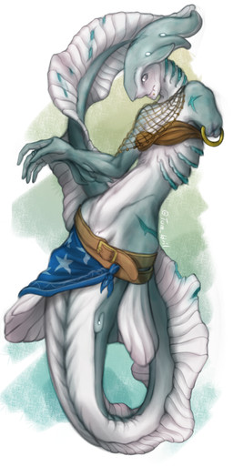 amputee bandeau belt bikini bikini_top clothing disability female fin fishing_net gills grey_body grey_eyes grey_skin net piercing scar simple_background solo split_form star swimwear topwear two-piece_swimsuit white_background the_gentle_giant aquatic merfolk