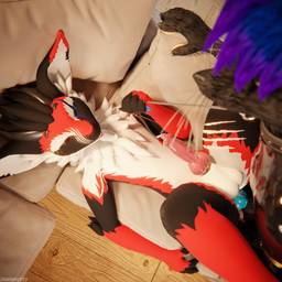 anal anal_penetration animal_genitalia animal_penis anthro anthro_on_anthro anthro_penetrated anthro_penetrating anthro_penetrating_anthro arm_warmers armwear balls biped black_body black_fur bodily_fluids canine_genitalia canine_penis claws clothed clothing collar cum cum_drip cum_dripping_from_penis cum_on_penis depth_of_field dominant dripping duo erection fur furniture genital_fluids genitals grey_body grey_fur hair inside kneeling knot latex latex_arm_warmers latex_armwear latex_clothing latex_legwear latex_thigh_highs leash leash_pull leashed_collar legwear living_room lying lying_on_sofa male male/male male_penetrated male_penetrating male_penetrating_male moan multicolored_body nude on_back on_sofa open_mouth orgasm paws penetration penis purple_body purple_fur red_body red_fur reflection sex slim slim_anthro slim_male slim_sub smile sofa sofa_sex submissive submissive_male tail thigh_highs white_body white_fur dragonplayer skythe_foxragon woofshyperz canid canine canis fox mammal nardoragon rexouium 1:1 3d_(artwork) absurd_res blender_(artwork) blender_cycles_(artwork) digital_media_(artwork) hi_res