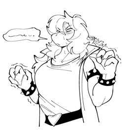 anthro armband armwear belt big_breasts blush blushing_profusely bodily_fluids breasts clothing female flustered hair jacket long_hair muscular muscular_female non-mammal_breasts shaking shirt shocked solo speech_bubble sweat tall_female topwear trembling mochimochiland deltarune undertale_(series) susie_(deltarune) reptile scalie hi_res monochrome