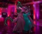 anthro clothed clothing dancing dress duo female inside size_difference smile standing tail the_draft_horse mythology priscilla_(slimshod) dragon mythological_creature mythological_scalie scalie 5:4 hi_res