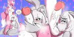 anthro aroused ball_fondling ball_nuzzling ball_smelling ball_sniffing ball_worship balls balls_on_face blue_eyes body_worship duo female fondling fur genital_worship genitals gynomorph gynomorph/female handjob heart_symbol intersex intersex/female looking_pleasured orgasm_from_sniffing penile penis pink_body pink_fur red_eyes sex smell smelling_balls sniffing text white_body white_fur mrgenoraven bella_(snugglefox22) shino_(character) canid canine fox mammal 2:1 absurd_res english_text hi_res