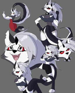 alternative_fashion angry annoyed anthro biped black_bottomwear black_clothing black_legwear black_shorts black_thigh_highs bottomwear clothed clothed_anthro clothed_female clothing collar crop_top crossed_legs denim denim_bottomwear denim_clothing denim_shorts dress eyebrow_through_hair eyebrows female flat_chested fluffy fluffy_tail frown fur gesture grey_background grey_body grey_clothing grey_crop_top grey_fur grey_hair grey_shirt grey_topwear hair half-closed_eyes hand_gesture happy legwear long_hair long_tail middle_finger multiple_poses narrowed_eyes open_mouth open_smile pose rear_view red_clothing red_dress red_sclera sharp_teeth shirt shorts side_view simple_background sitting small_waist smile solo spiked_collar spikes tail teeth thigh_highs tongue tongue_out topwear translucent translucent_hair white_body white_eyes white_fur puffycrow hellaverse helluva_boss mythology loona_(helluva_boss) canid canid_demon canine demon hellhound mammal mythological_canine mythological_creature 4:5 absurd_res full-length_portrait headshot_portrait hi_res multiple_images portrait