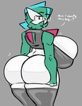 big_breasts big_butt bottomless breasts butt clothed clothing crossgender female holding_butt huge_breasts huge_butt not_furry solo shewiff nintendo pokemon vera_(shewiff) gallade generation_3_pokemon generation_4_pokemon humanoid pokemon_(species) hi_res