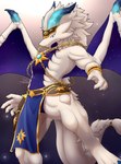 anthro bottomwear clothing horn loincloth male solo tail wings blackontrack dragon_village_m european_mythology mythology mithra_(dragon_village) dragon mythological_creature mythological_scalie scalie western_dragon 2021 absurd_res hi_res