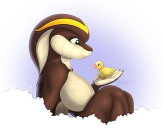 anthro bath beak big_breasts biped breasts brown_body bubble bubble_bath copyright_symbol duo female feral green_eyes non-mammal_breasts nude side_boob simple_background sitting snake_hood symbol wet spotty_the_cheetah shandi anatid anseriform avian bird cobra duck elapid_(snake) king_cobra reptile scalie snake 2010 digital_media_(artwork) signature