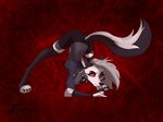 anthro ass_up biped claws ear_piercing ear_ring eyebrow_piercing eyebrow_ring facial_piercing female grey_eyes jack-o'_pose looking_at_viewer piercing pose red_sclera ring_piercing solo fringie helluva_boss mythology loona_(helluva_boss) canid canid_demon canine demon hellhound mammal mythological_canine mythological_creature hi_res