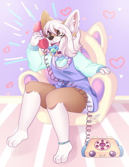 ageplay anklet anthro brown_body brown_fur clean_diaper clothed clothing diaper diaper_under_clothing ear_piercing electronics eye_through_hair eyebrow_through_hair eyebrows fangs female floor fur furniture hair heart_symbol infantilism inner_ear_fluff inside jewelry object_in_mouth open_mouth overalls pacifier pacifier_clip pacifier_in_mouth phone piercing playing roleplay shortalls smile sofa solo sweater teeth topwear toy translucent translucent_hair tuft wearing_diaper white_hair crayonsnthings canid canine canis domestic_dog mammal absurd_res hi_res