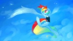 anthro anthrofied blue_body blue_feathers blue_fur cloth clothing cloud feathered_wings feathers female fur hair long_hair multicolored_hair outside rainbow_hair sky skyscape solo tail wings iopichio friendship_is_magic hasbro my_little_pony mythology rainbow_dash_(mlp) equid equine mammal mythological_creature mythological_equine pegasus 2013 hi_res