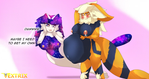 anthro bodily_fluids breasts duo female genitals lactating mature_female nipples pregnant pregnant_anthro pregnant_female text unbirthing vaginal vore vulva vextrix nintendo pokemon arc_vap salina arcanine eeveelution generation_1_pokemon hybrid legendary_pokemon mewtwo pokemon_(species) vaporeon english_text hi_res mother_(lore) parent_(lore)