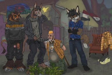 animal_genitalia animal_penis anthro balls barefoot bdsm belt black_penis blowjob_face bodily_fluids bondage bottomwear bound clothing cum cumshot dominant ejaculation equine_genitalia equine_penis erection feet fellatio genital_fluids genitals ghetto group gypsy human_on_anthro hungarian_flag hungary interspecies jacket male male/male medial_ring oral orange_penis pants penile penis penis_poking_out pink_balls post_blowjob pubes sex shirt slave slave_sale species_transformation topwear transformation trio wanderer1988 jordan_(brand) canid canine fox human humanoid mammal suid suine sus_(pig) wild_boar 3:2 hi_res