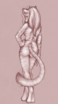 anthro biped breasts butt ear_piercing female hair long_hair looking_at_viewer looking_back nude piercing rear_view side_boob simple_background solo standing stripes tail anakuro fiona_(anakuro) felid mammal pantherine tiger 2008 full-length_portrait graphite_(artwork) portrait sketch traditional_media_(artwork)