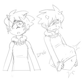 after_vore ambiguous_gender clothing hair horn jewelry necklace simple_background solo spiky_hair vore white_background durg_(artist) cyclops humanoid monochrome