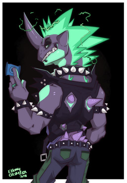 alternative_fashion anthro bracelet clothing collar condom digit_ring electricity electrogenesis facial_piercing grin jacket jewelry lip_piercing male piercing punk ring sexual_barrier_device smile solo spiked_bracelet spiked_collar spikes topwear wedding_ring conditional_dnp ebonychimera nintendo pokemon chaz_(ebonychimera) generation_8_pokemon low_key_toxtricity pokemon_(species) toxtricity absurd_res hi_res