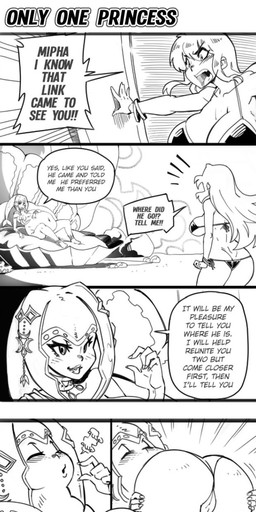 belly big_belly bikini breasts butt clothing death duo female female_pred female_prey implied_male_prey male male_prey nipples oral_vore overweight sitting speech_bubble swimwear text two-piece_swimsuit vore mabeelz breath_of_the_wild nintendo the_legend_of_zelda mipha princess_zelda hylian marine zora 2021 comic english_text hi_res url