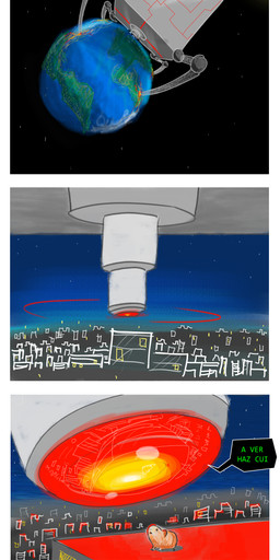 alien_technology ambiguous_gender city cityscape destruction duo earth feral giant_robot lava machine mechanical_arm metal_plates planet planet_destruction space star structure text 10ne-v alien caviid guinea_pig mammal robot rodent 2020 absurd_res comic hi_res spanish_text