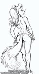 anthro back_dimples bracelet butt cheek_tuft clothed clothing clothing_pull facial_tuft female hair heart_symbol jewelry knee_pit looking_at_viewer looking_back panties panty_pull ponytail rear_view simple_background smile solo tail topless tuft underwear underwear_pull undressing walking white_background dr_comet road_rovers colleen_(road_rovers) canid canine canis collie domestic_dog herding_dog mammal pastoral_dog rough_collie sheepdog 2006 black_and_white line_art monochrome sketch