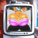 anthro areola big_breasts bodily_fluids bottomwear bra breasts brown_areola brown_nipples clothing crt drooling electronics eyes_closed female gloves handwear huge_breasts huge_hips huge_thighs lying nipples on_back open_mouth orange_body saliva sleeping solo television thick_thighs underwear vcr wide_hips angelauxes sega sonic_the_hedgehog_(series) rouge_the_bat bat mammal 1:1 animated loop short_playtime