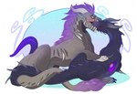 abstract_background blush duo entwined_tails feral horn kissing lying male on_front rear_view side_view tail tail_coil tail_tuft tuft qwertydragon mythology dragon felkin mythological_creature mythological_scalie scalie wingless_dragon 2017