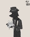4_fingers ambiguous_gender anthro black_body clothing dripping duo faceless_character fingers hat headgear headwear holding_another latex looking_down_at_another overcoat simple_background slick_(vantablack) slime smile smiling_at_another standing tendrils toony whirlwind_(carnaltwin) white_goo carnaltwin blob_creature canid goo_creature mammal 2025 4:5 digital_drawing_(artwork) digital_media_(artwork) watermark