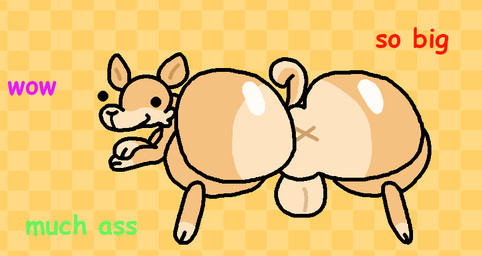anus balls big_butt butt feral genitals glistening glistening_butt huge_butt looking_at_viewer looking_back lying male multicolored_body on_front presenting presenting_hindquarters solo tail text thick_thighs twerking x_anus nxyitn dogelore doge canid canine canis domestic_dog mammal shiba_inu spitz 2d_animation aliasing animated digital_media_(artwork) loop meme