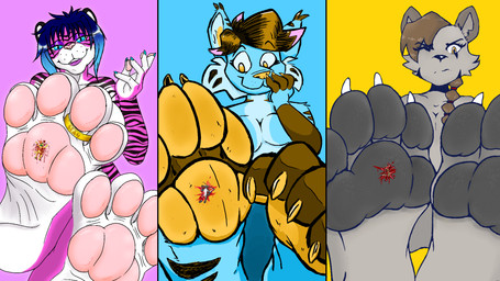 blood bodily_fluids cruelty dominant dominant_female female foot_crush gore macro macro_female male paws size_difference smaller_male iven-furrpaw kilodyne_(artist) canid canine canis domestic_cat domestic_dog felid feline felis lynx mammal pantherine tiger 16:9 hi_res widescreen