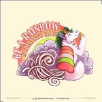 cloud eyes_closed food green_mane hooves horn mane noodles orange_horn rainbow simple_background smile solo text white_background white_body zhivago_(artist) equid food_creature mammal 1:1 2020 digital_media_(artwork) hi_res url