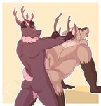 age_difference anal anal_penetration anthro anthro_on_anthro anthro_penetrated anthro_penetrating anthro_penetrating_anthro antler_grab antlers back_muscles balls biceps border butt duo eyebrows facial_hair from_behind_position fur genitals hair horn male male/male male_penetrated male_penetrating male_penetrating_male mature_anthro mature_male muscular muscular_anthro muscular_male mustache nude older_male older_penetrated pecs penetration penile penile_penetration penis_in_ass sex simple_background smile standing tail white_border younger_male verdedeer espen_(verdedeer) jules_(verdedeer) deer mammal new_world_deer reindeer 2022 digital_media_(artwork) hi_res